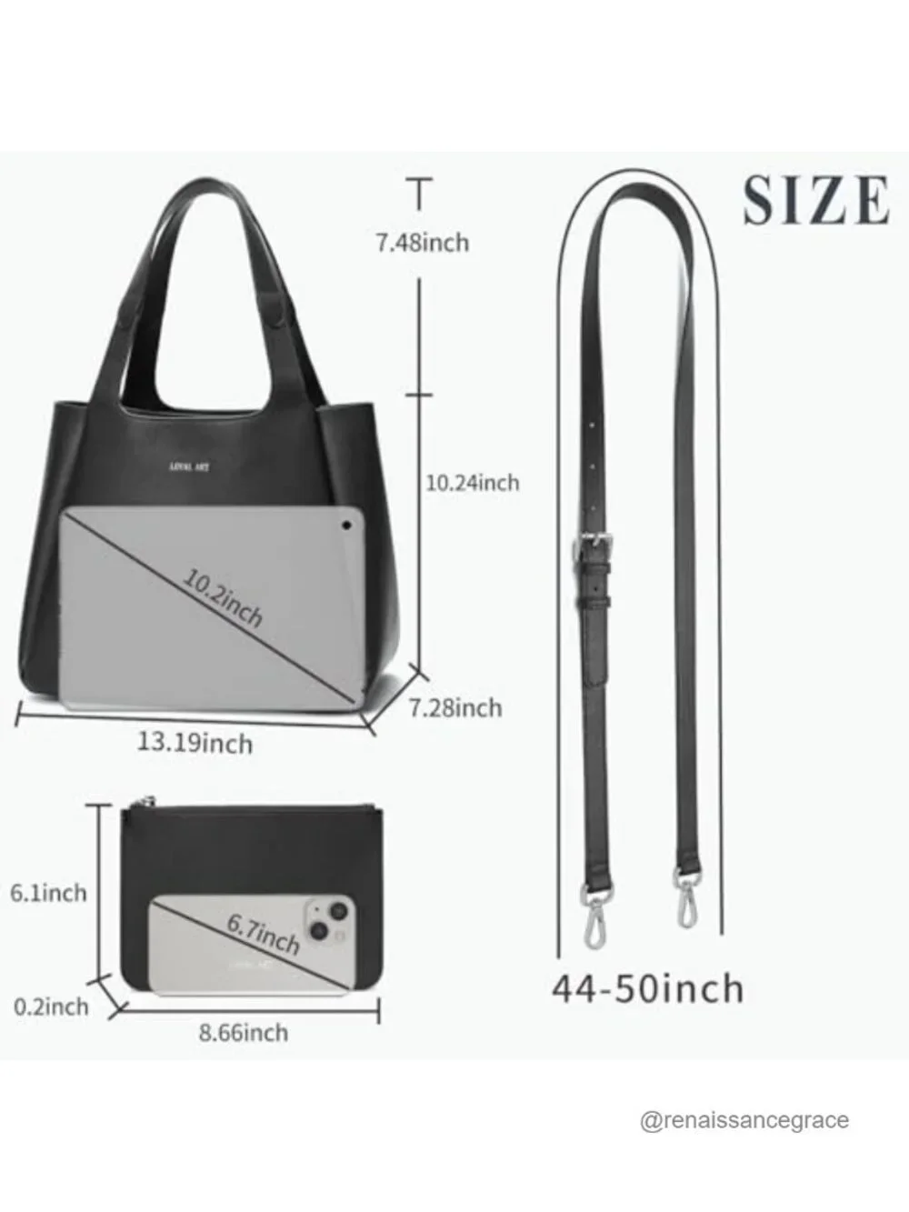 Women's PU Leather Tote Bag Triple Compartment Work Shoulder Handbag